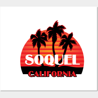 Soquel California City Sticker Icon with Palms Posters and Art